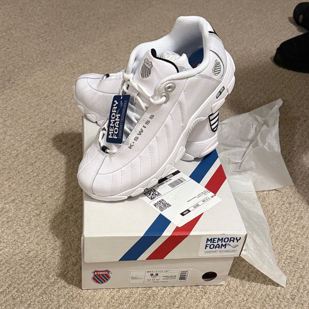 K-Swiss Men's White Sneakers with Memory Foam